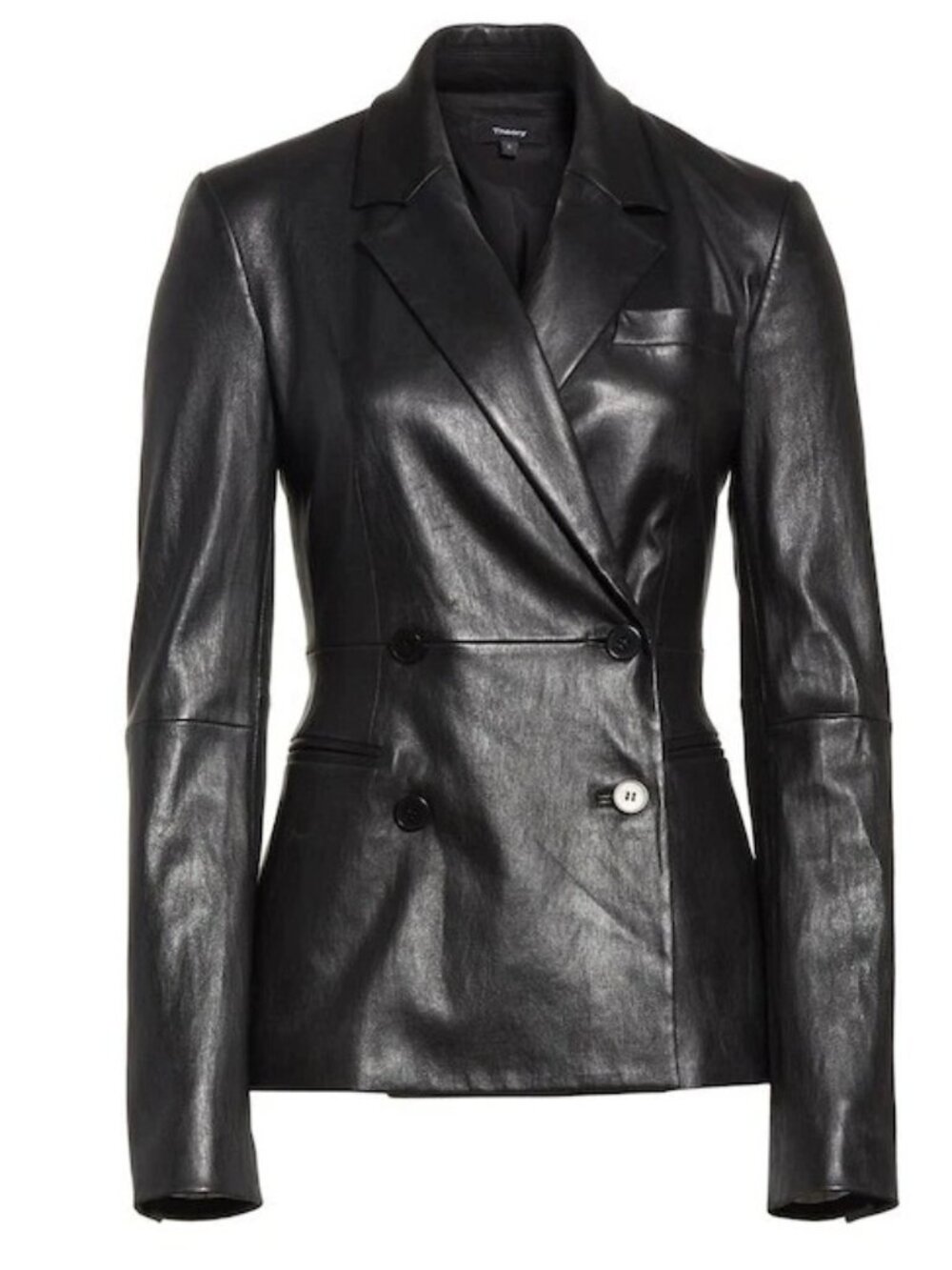 Theory Black Bristol DB Lamb Leather Jacket, US 00
